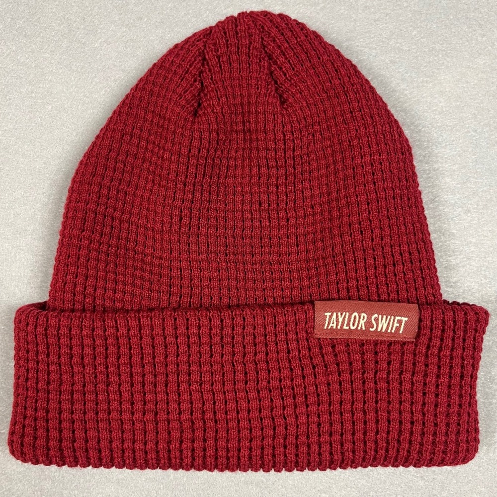 Taylor Swift Red Taylors Version Album Waffle Ribbed Knit Beanie Hat Swiftie